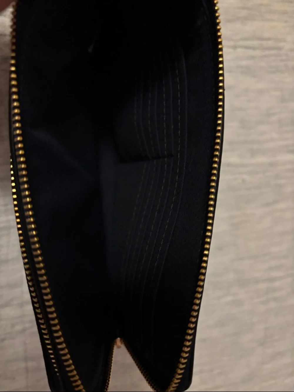 COACH Double Zip Wristlet in Navy Signature Canvas with White Strap - Picture 10 of 12